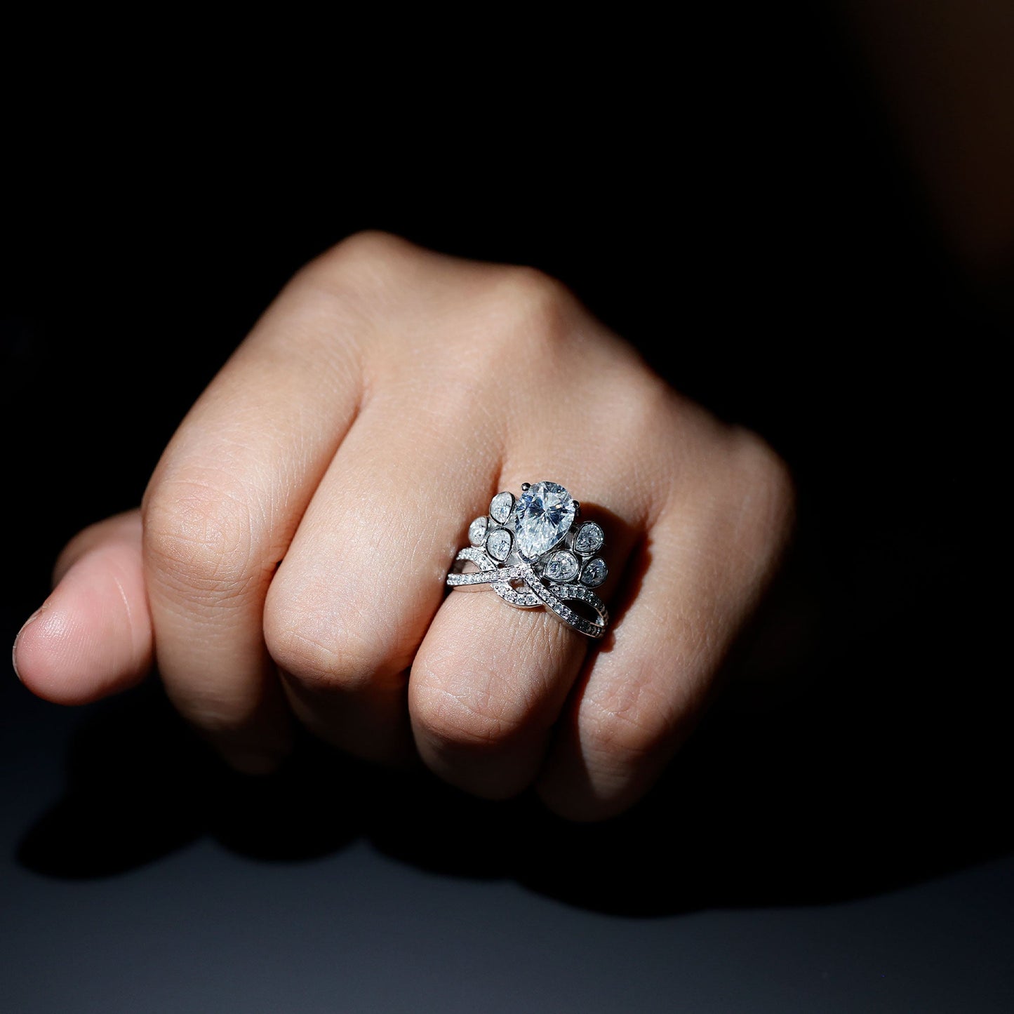 Vintage Inspired Moissanite Huge Engagement Ring