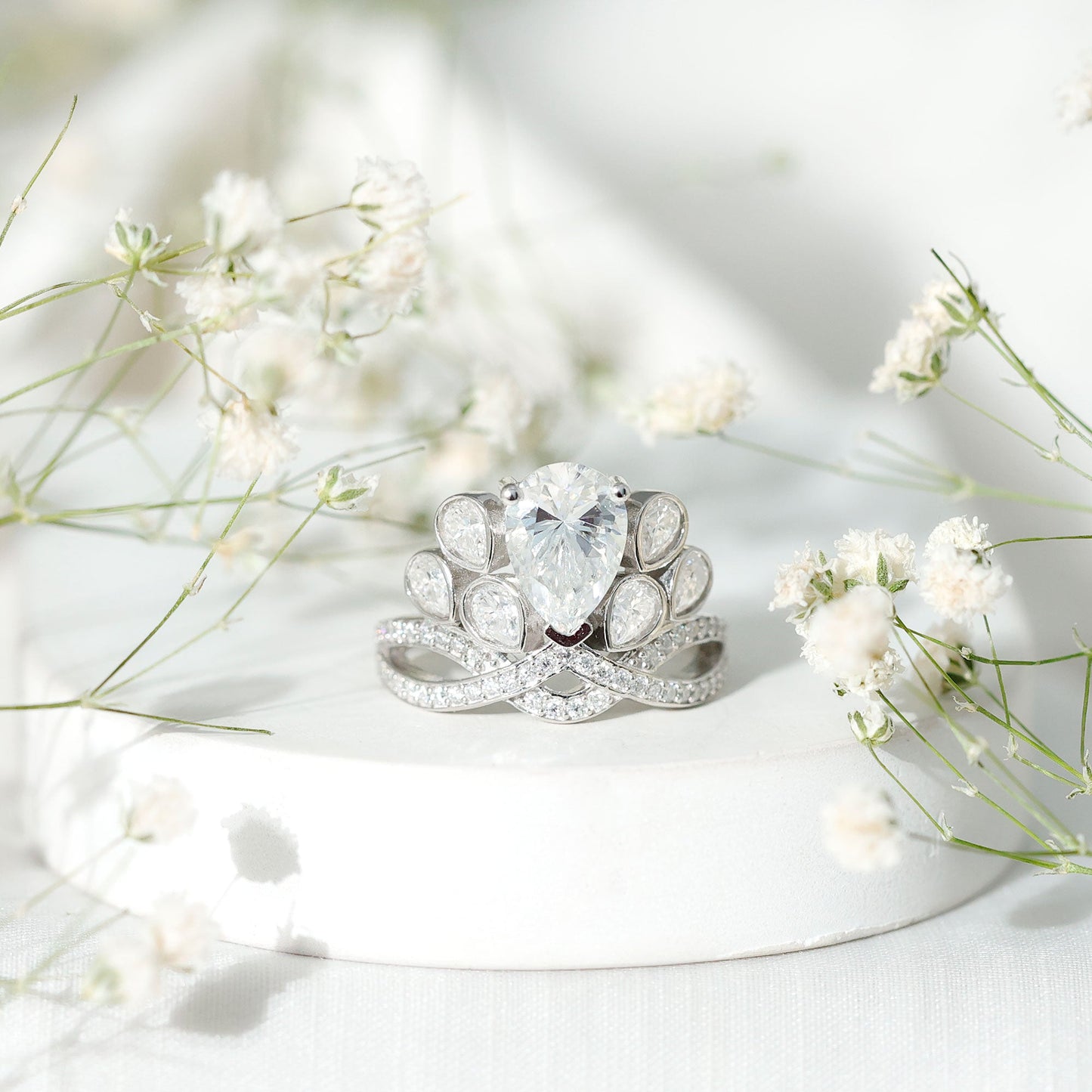 Vintage Inspired Moissanite Huge Engagement Ring