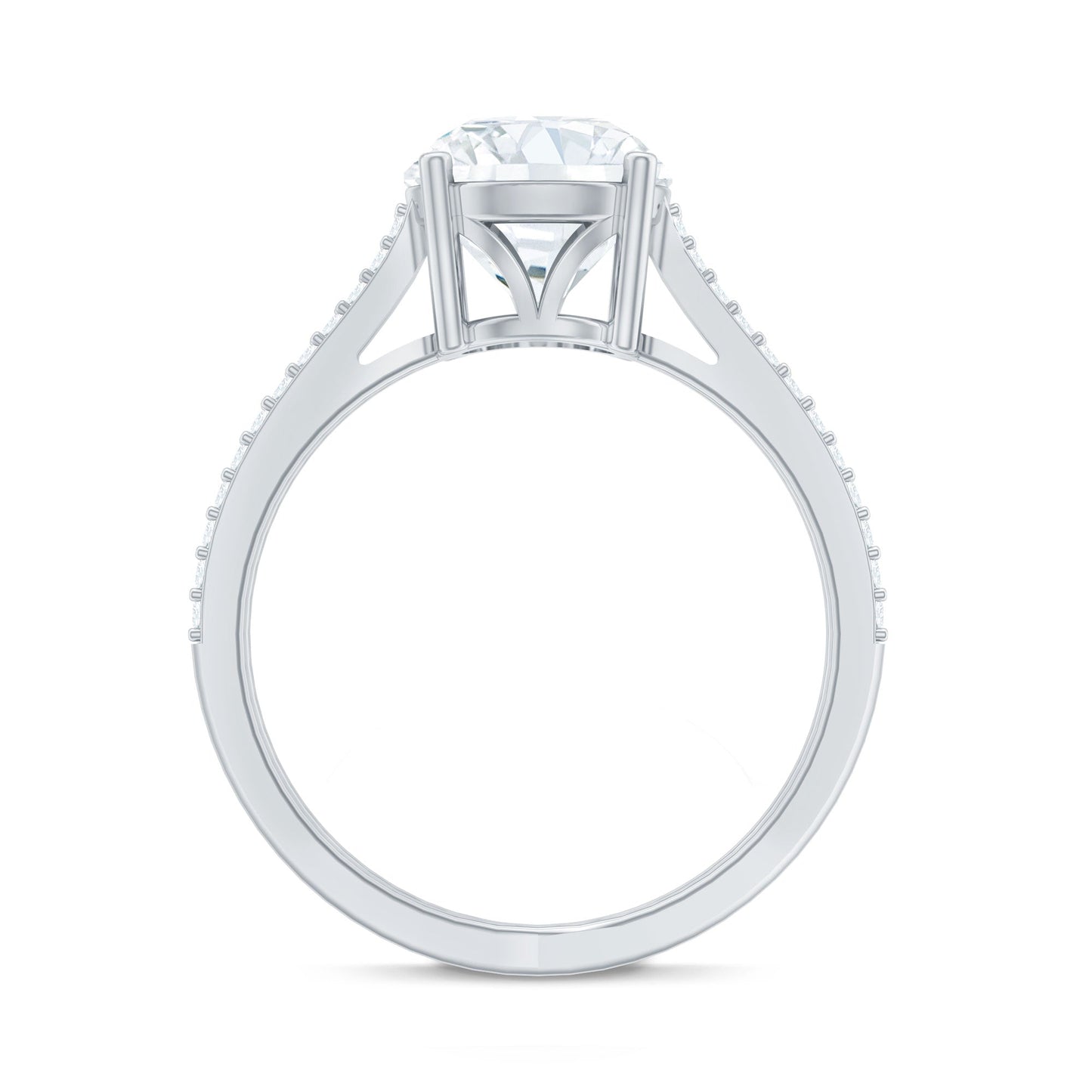 Solitaire Moissanite 2 Carat Engagement Ring with Split Shank