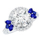 Certified Moissanite 3 Carat Engagement Ring with Lab Grown Blue Sapphire