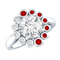 Certified 2 Carat Moissanite Designer Engagement Ring with Lab Grown Ruby