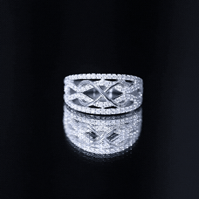 Designer Moissanite Infinity Anniversary Band in Silver