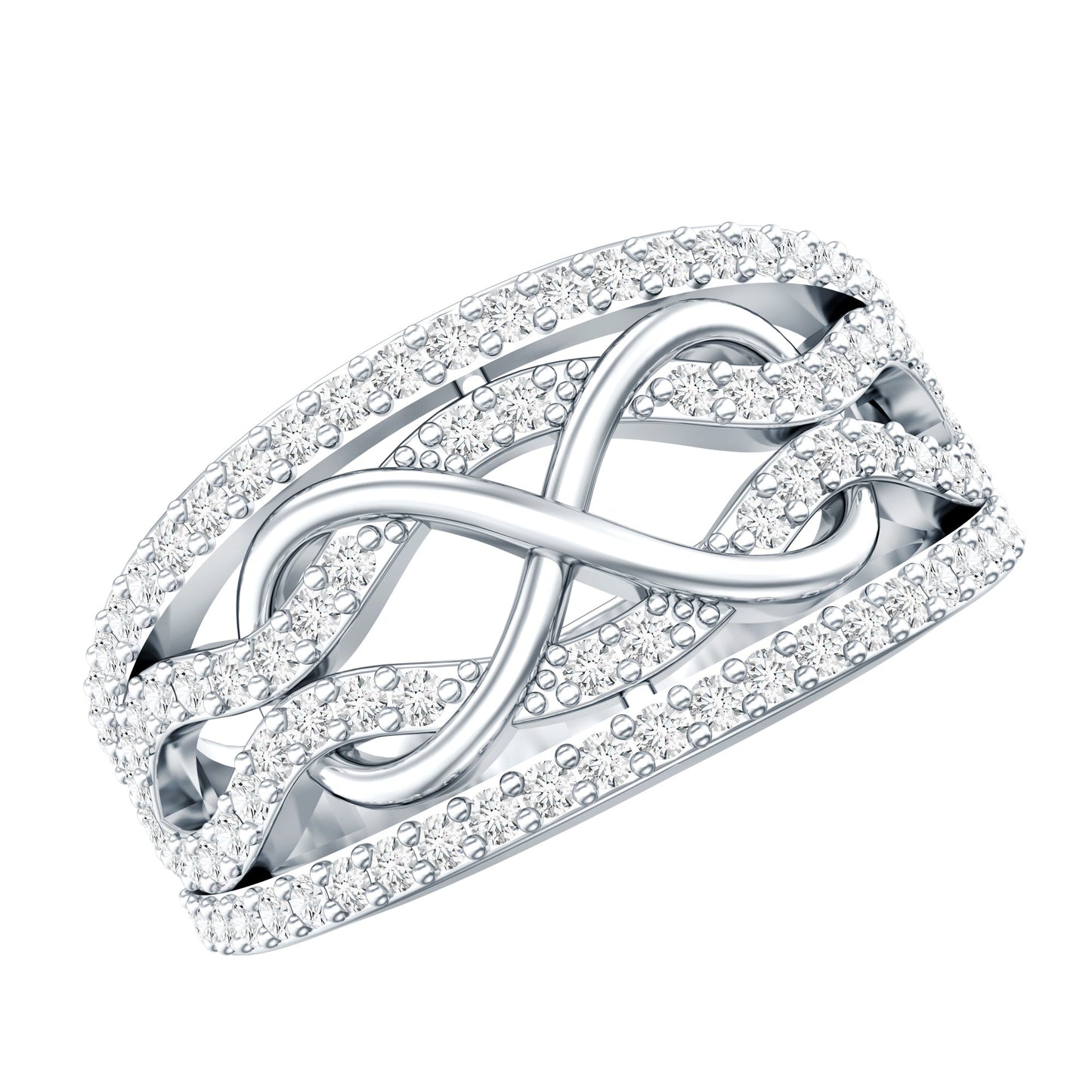 Designer Moissanite Infinity Anniversary Band in Silver