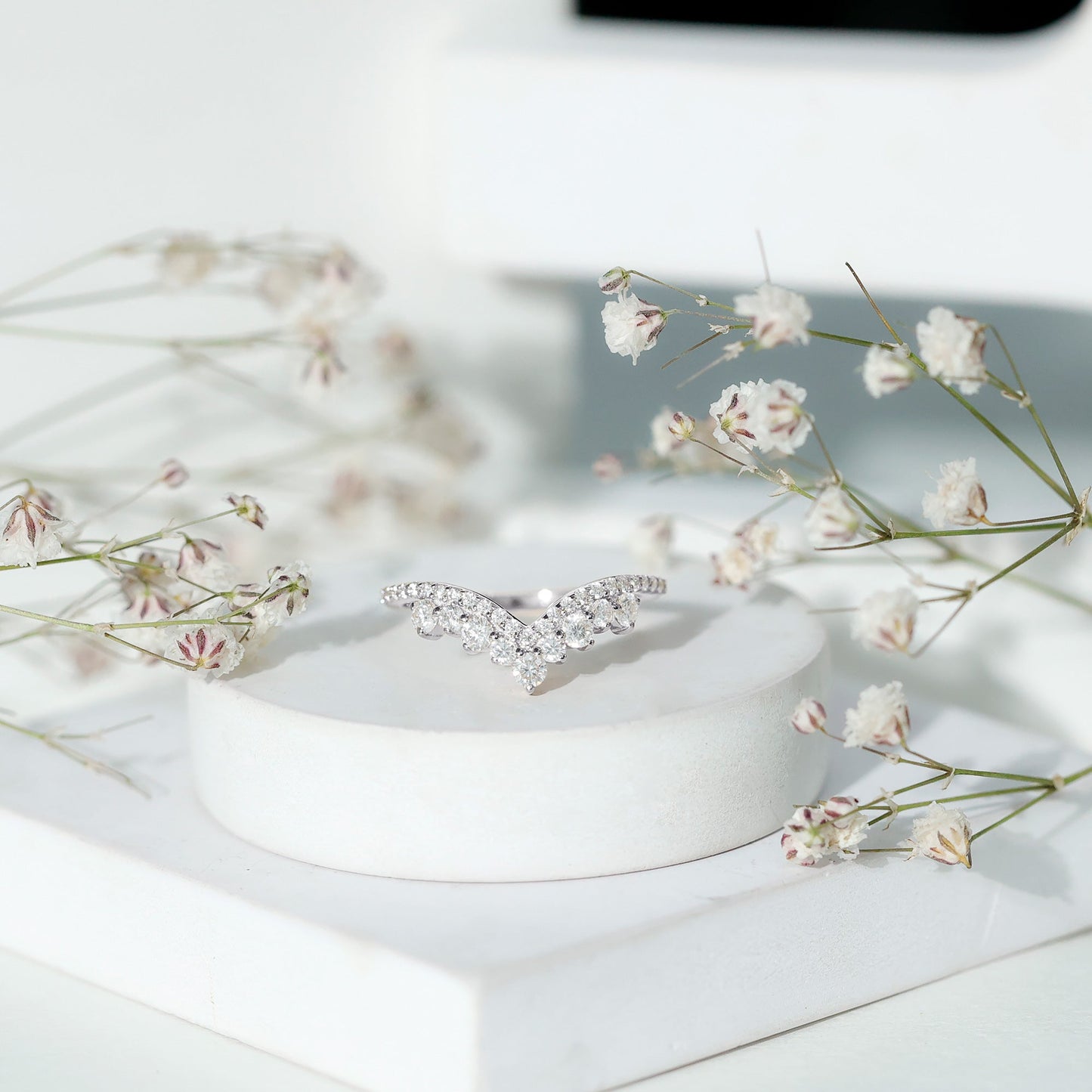 Moissanite Engagement Enhancer Contour Wedding Band Stack