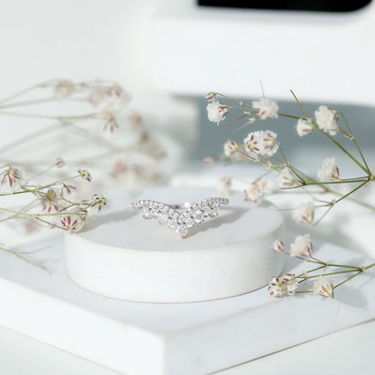 Moissanite Engagement Enhancer Contour Wedding Band Stack