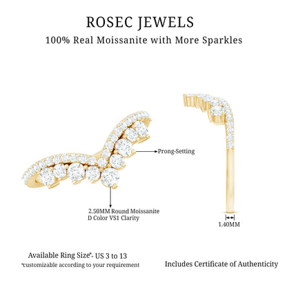 Moissanite Engagement Enhancer Contour Wedding Band Stack