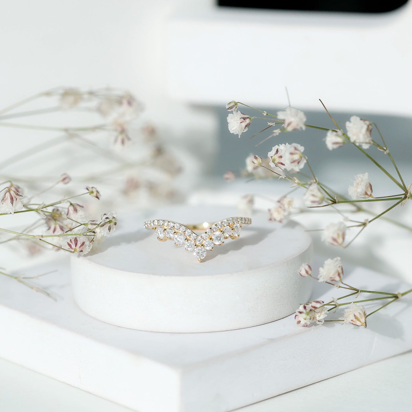 Moissanite Engagement Enhancer Contour Wedding Band Stack