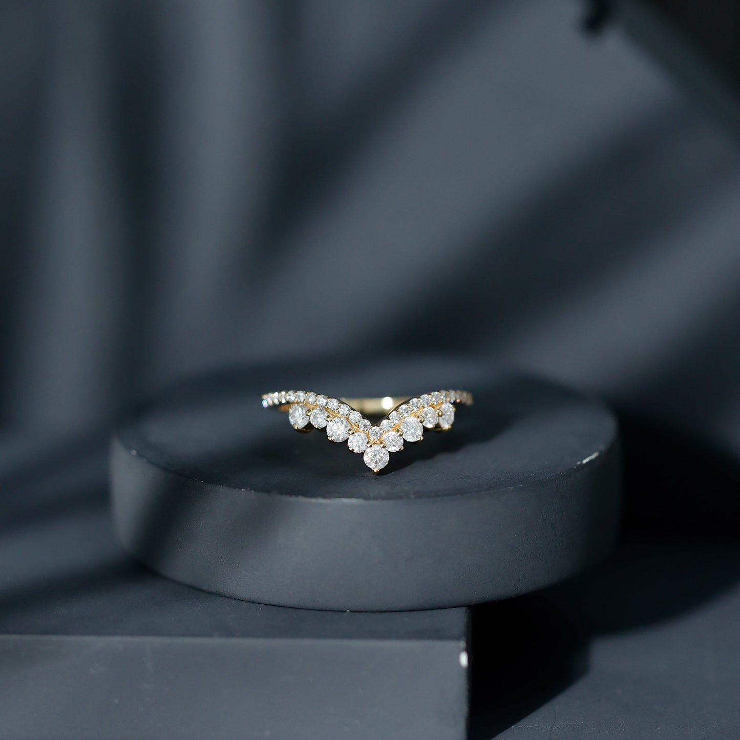 Moissanite Engagement Enhancer Contour Wedding Band Stack