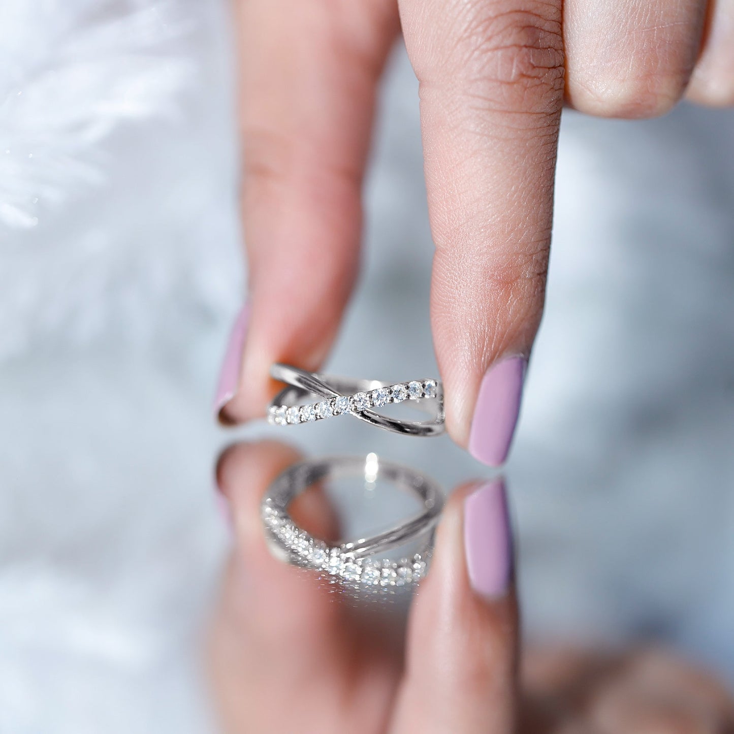 Natural Diamond Crossover Promise Ring
