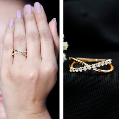 Natural Diamond Crossover Promise Ring