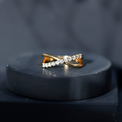 Natural Diamond Crossover Promise Ring
