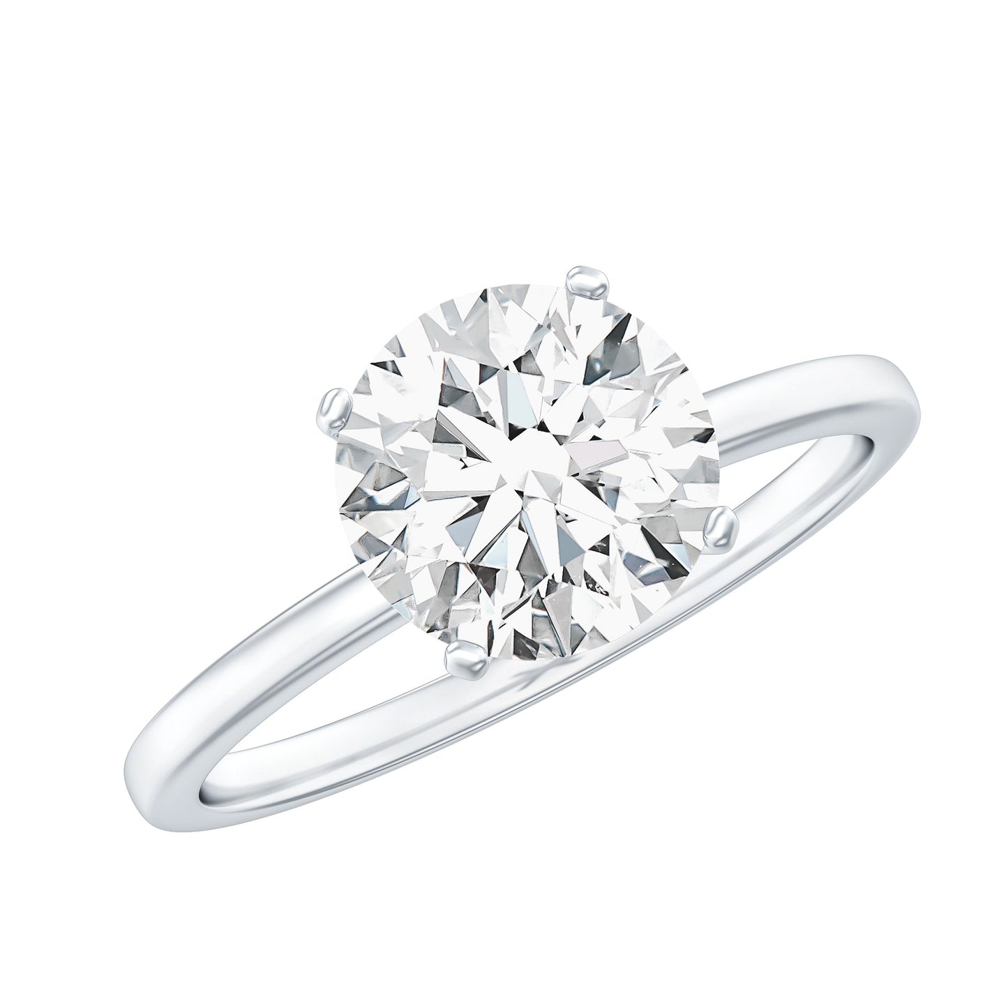 2 Carat Round Moissanite Solitaire Engagement Ring