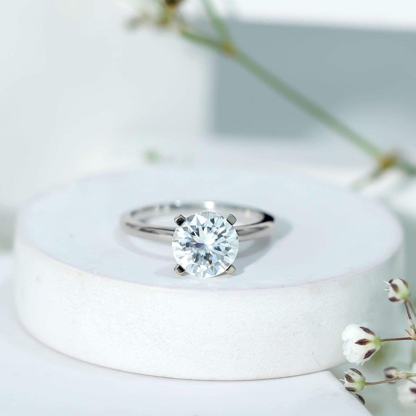 Brilliant Cut Moissanite 2 Carat Engagement Ring