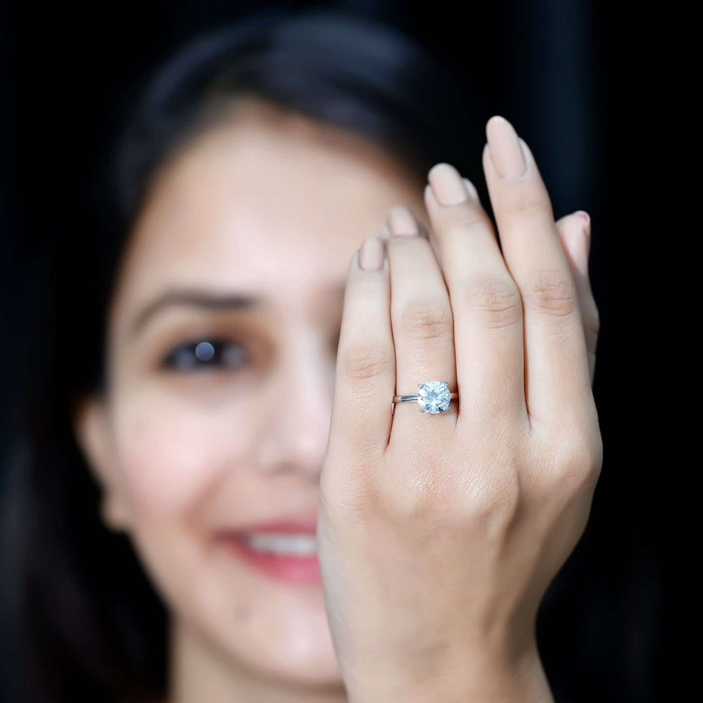 2 Carat Round Moissanite Solitaire Engagement Ring