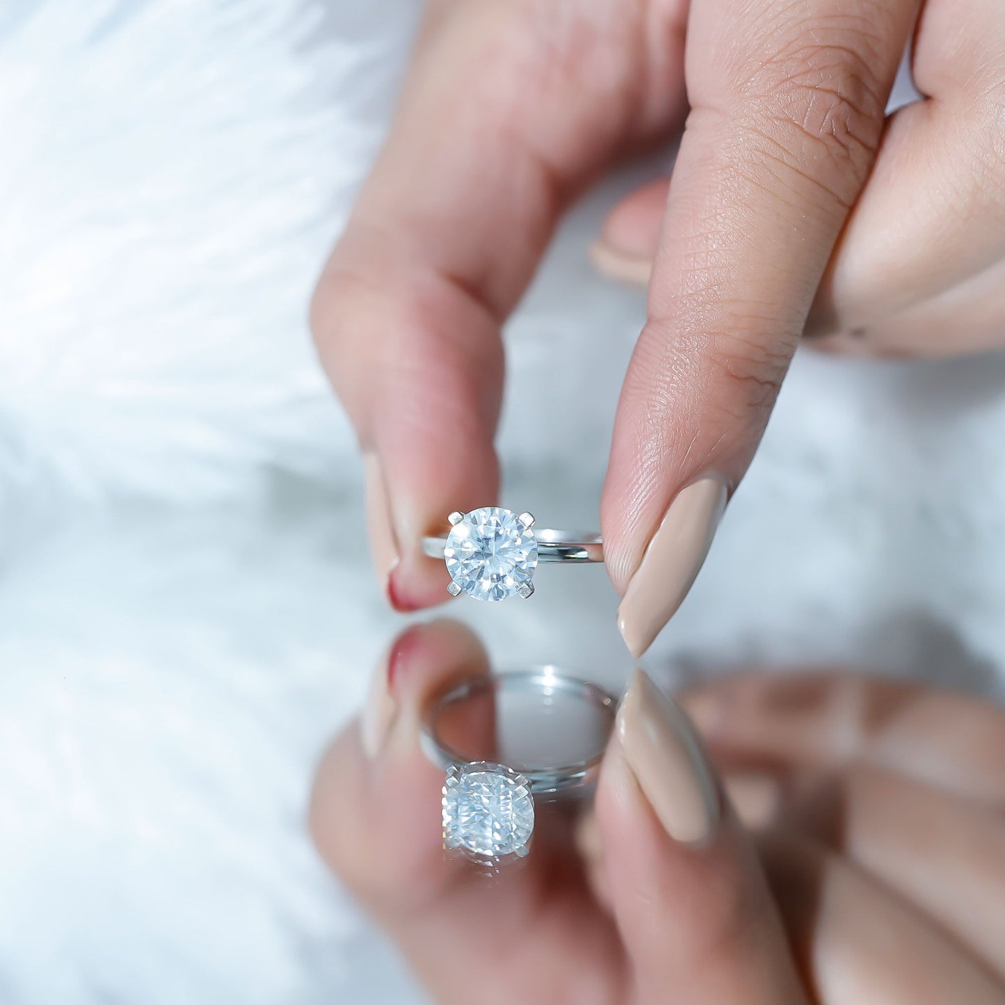 2 Carat Round Moissanite Solitaire Engagement Ring