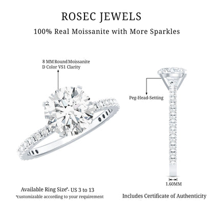 Peg Head Set Moissanite Solitaire Engagement Ring