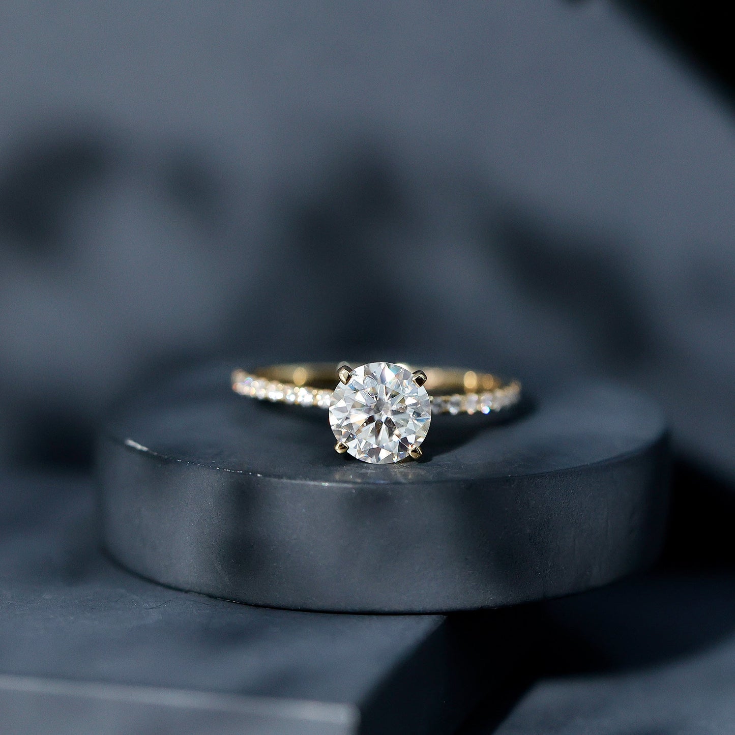 3 Carat Brilliant Cut Moissanite Classic Engagement Ring In Gold Plated Silver