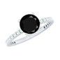 2 Carat Lab Grown Black Diamond Solitaire Engagement Ring with White Diamond