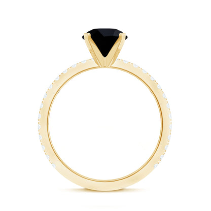 2 Carat Lab Grown Black Diamond Solitaire Engagement Ring with White Diamond