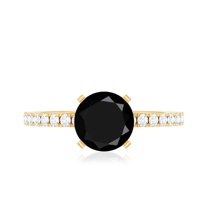 2 Carat Lab Grown Black Diamond Solitaire Engagement Ring with White Diamond