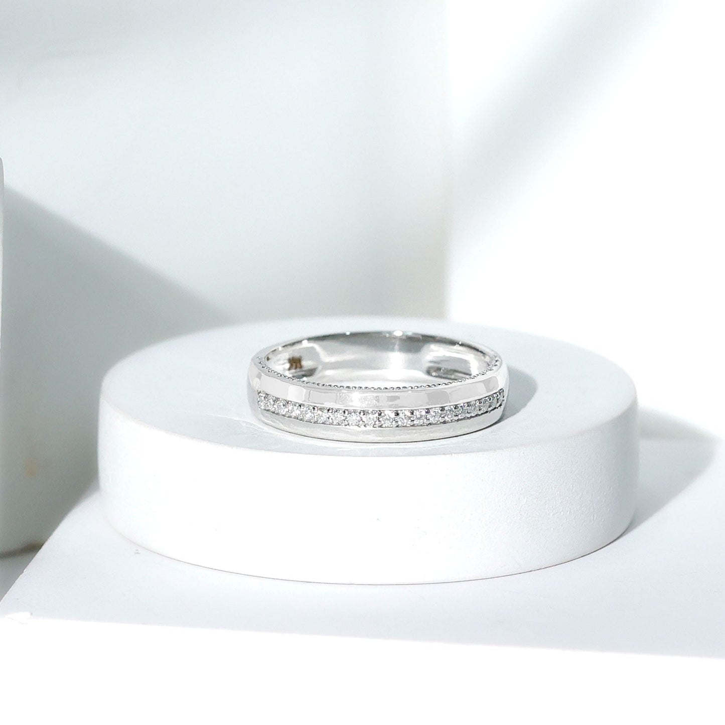 Certified Moissanite Classic Wedding Band Ring