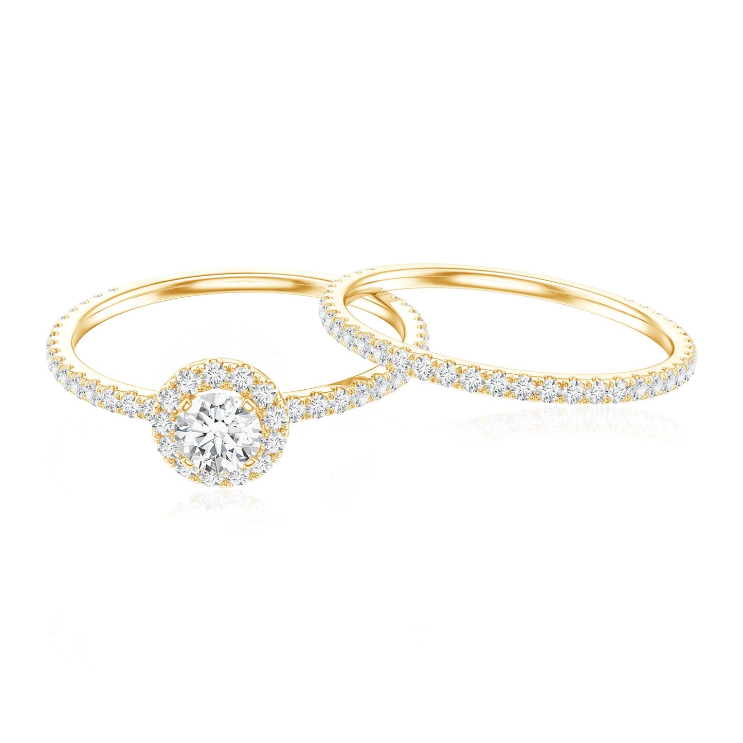 Certified Moissanite Halo Bridal Ring Set