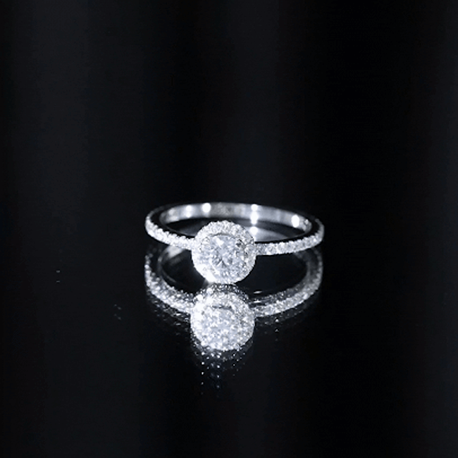 0.5 Carat Round Moissanite Classic Halo Engagement Ring