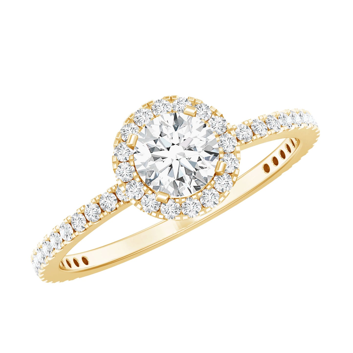 0.5 Carat Round Moissanite Classic Halo Engagement Ring