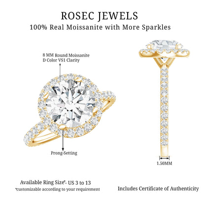 Brilliant Cut Moissanite Classic Halo Engagement Ring