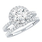 2 Carat Round Shape Moissanite Halo Wedding Ring Set