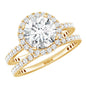 2 Carat Round Shape Moissanite Halo Wedding Ring Set