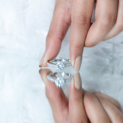 Certified 2 Carat Moissanite Solitaire Engagement Ring With Side Stones