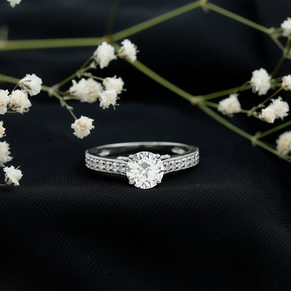 Certified 2 Carat Moissanite Solitaire Engagement Ring With Side Stones