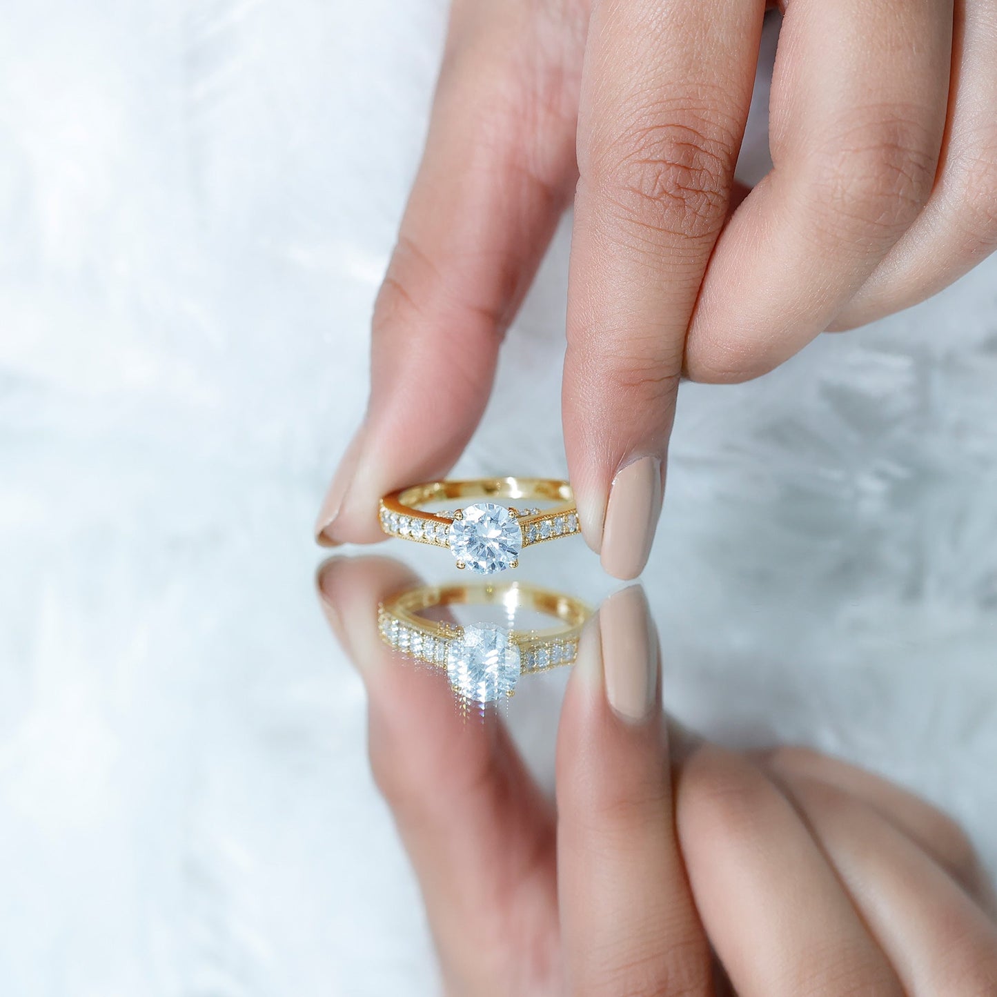 Certified 2 Carat Moissanite Solitaire Engagement Ring With Side Stones