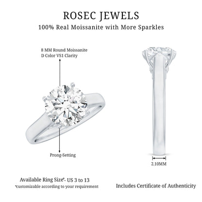 Solitaire Cathedral Engagement Ring with Brilliant Cut Moissanite