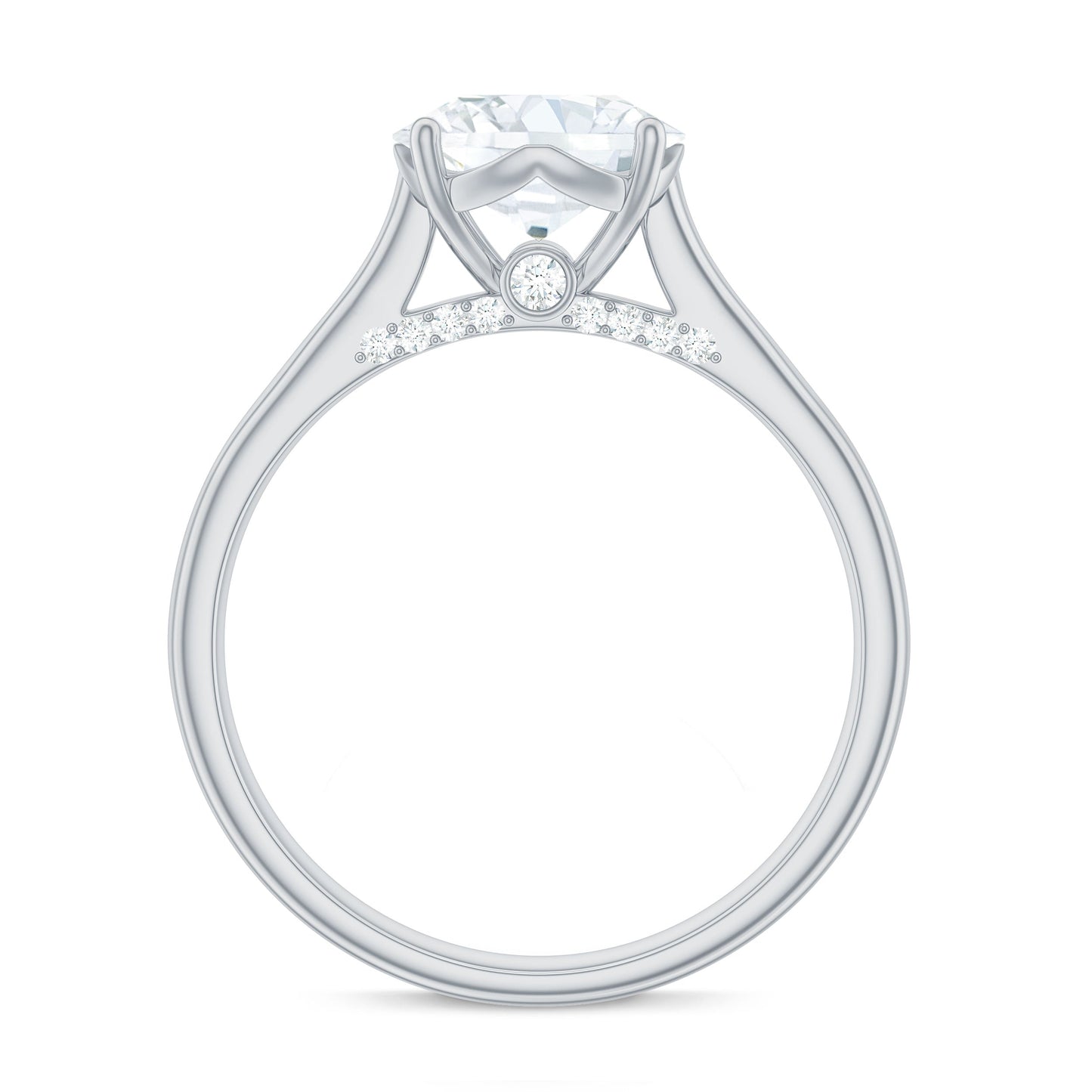 Solitaire Cathedral Engagement Ring with Brilliant Cut Moissanite