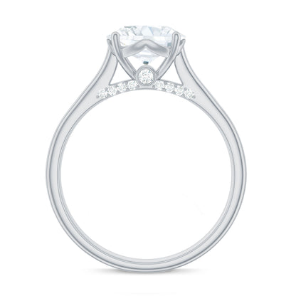 Solitaire Cathedral Engagement Ring with Brilliant Cut Moissanite