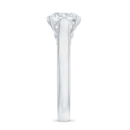 Solitaire Cathedral Engagement Ring with Brilliant Cut Moissanite