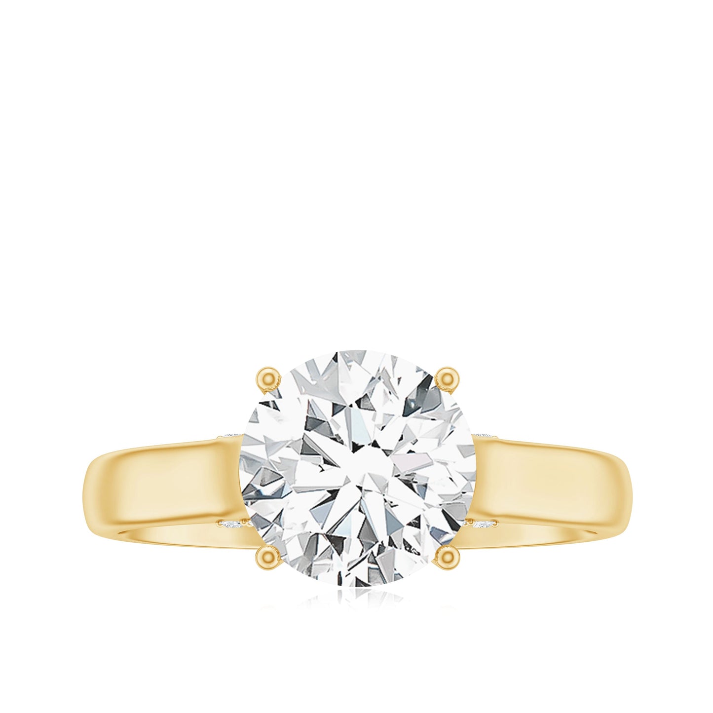 Solitaire Cathedral Engagement Ring with Brilliant Cut Moissanite