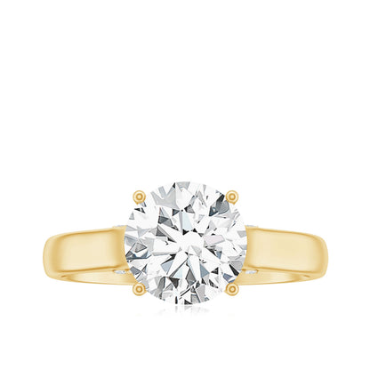 Solitaire Cathedral Engagement Ring with Brilliant Cut Moissanite