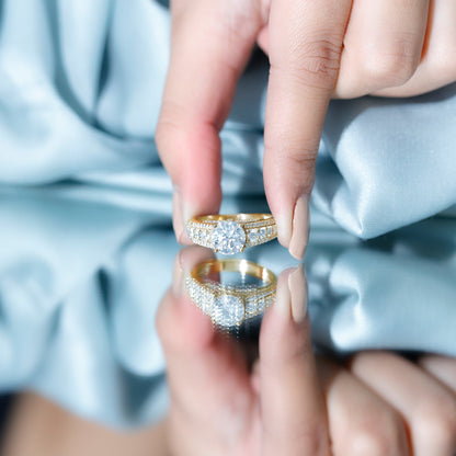 Round Brilliant Cut Moissanite Side Stone Engagement Ring