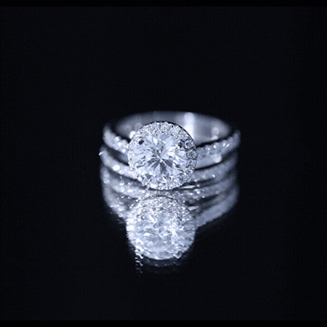2 Carat Moissanite Classic Halo Wedding Ring Set