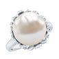 11 Carat Freshwater Pearl Flower Engagement Ring with Diamond
