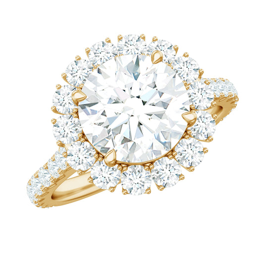 Certified Brilliant Cut Moissanite Halo Engagement Ring