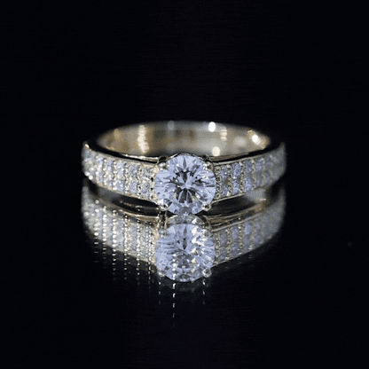 Round Moissanite Engagement Ring with Side Stones