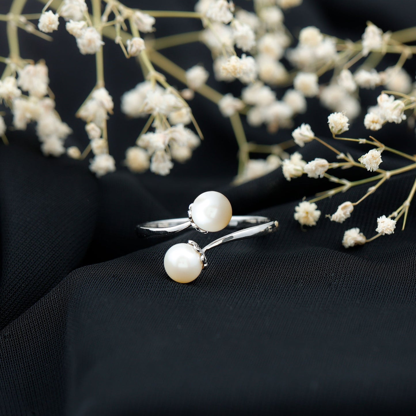 Cultured Freshwater Pearl Bypass Engagement Ring