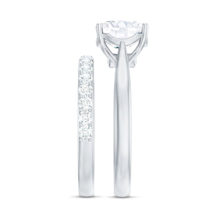 Cushion Cut Moissanite Solitaire Bridal Set with Certificate