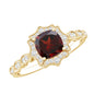 Vintage Looking 3.2 Carat Garnet Cushion Cut Engagement Ring with Diamond