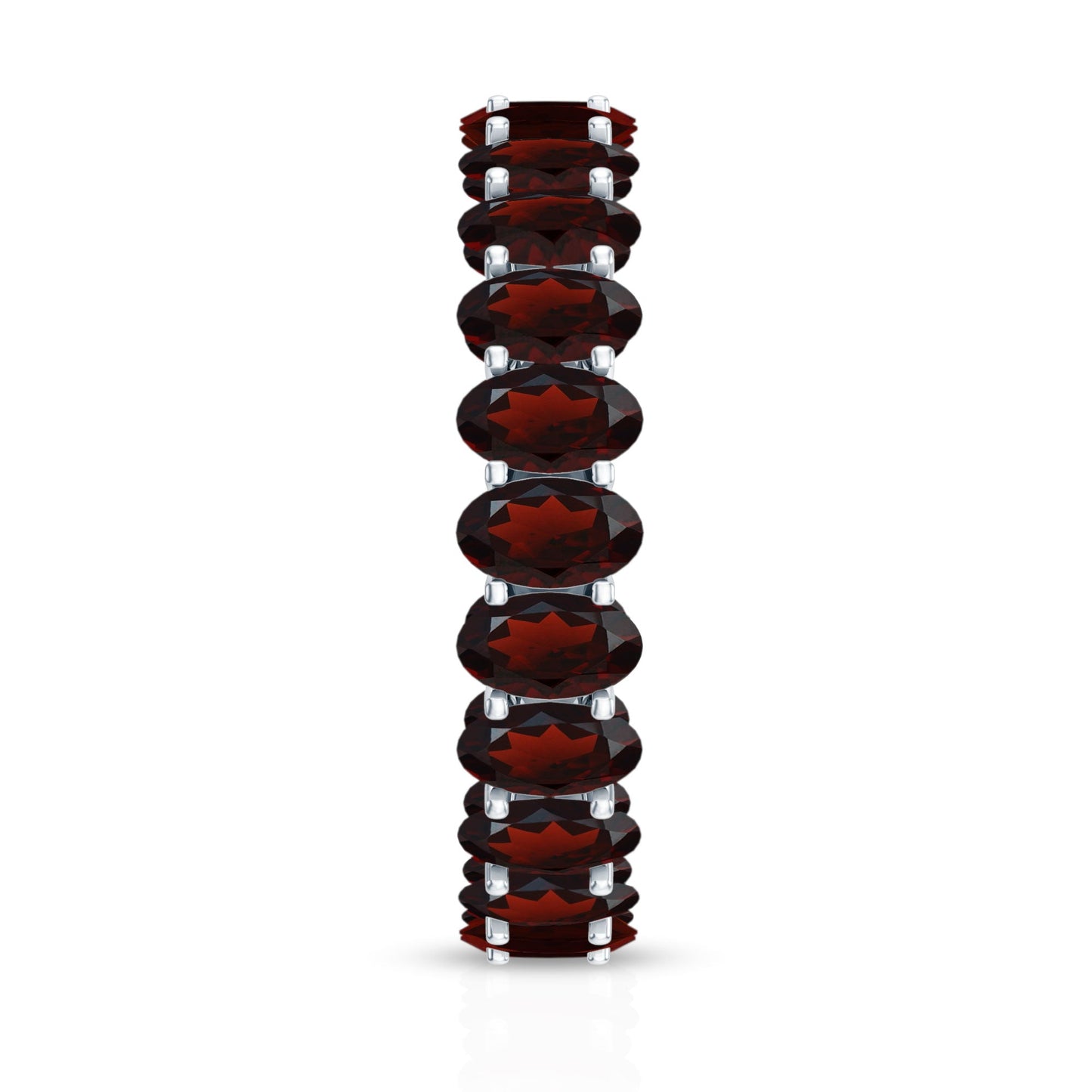 Certified Real Oval Garnet Eternity Ring for Anniversary