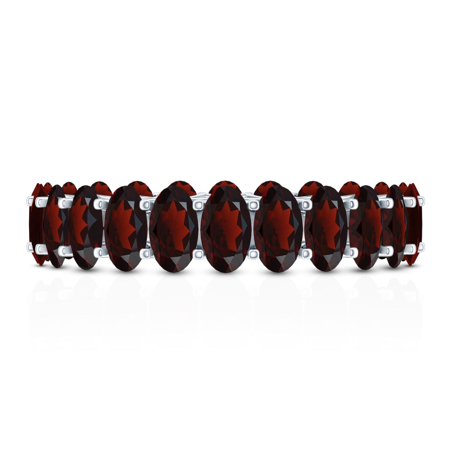 Certified Real Oval Garnet Eternity Ring for Anniversary